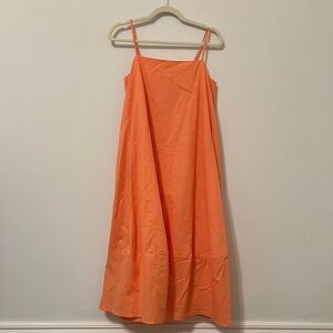 Anthropologie Self Contrast Bare Sleeveless Barrel Midi Dress